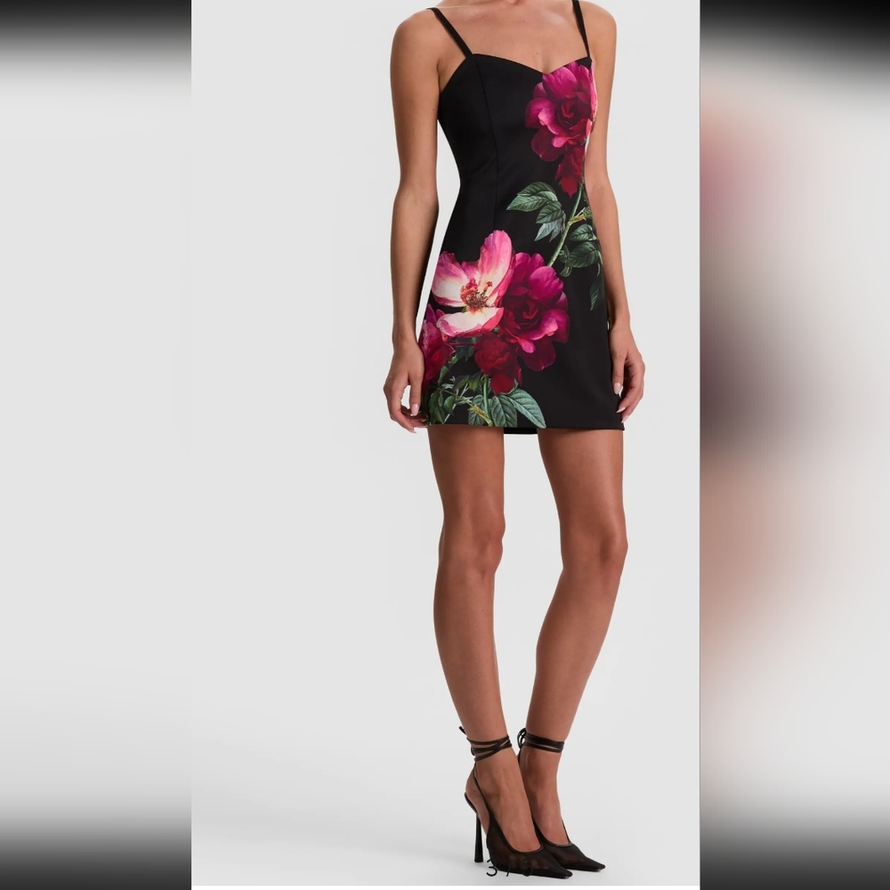 ALICE+OLIVIA NINA PLACED FLORAL MINIDRESS;SIZE:O - Picture 3 of 13